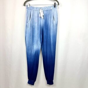 Born Women’s S Plush Soft Dip-Dye Blue Ombré Pajama Joggers Lounge Pants Casual